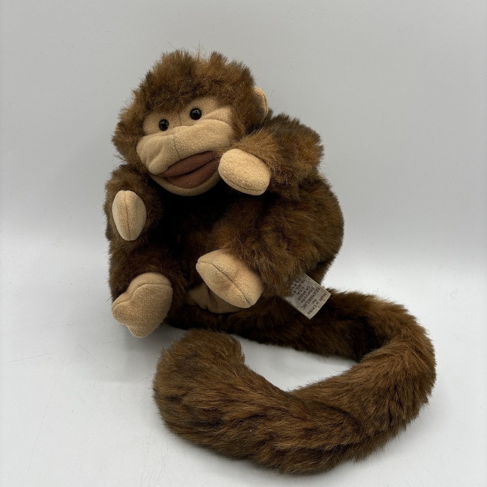 Folkmanis Monkey Puppet Plush Full Body Brown Monkey Chimp Long Tail Animal 9in